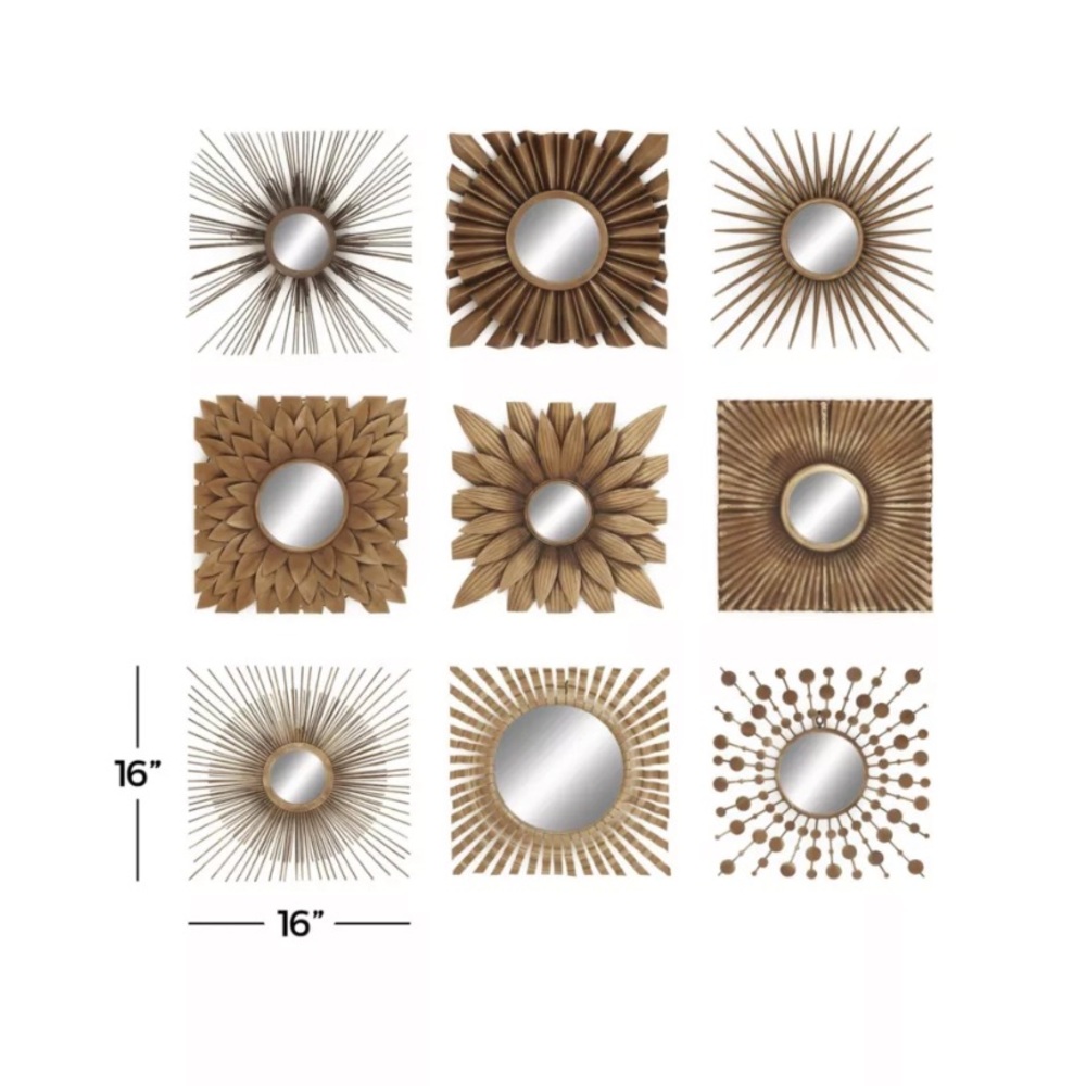 Elegant Gold Sunburst Mirror Set